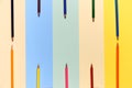 Many colorful drawing pencils on colorful paper copy space background Royalty Free Stock Photo