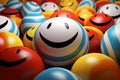 many colorful eggs with a smiley face painted on them Royalty Free Stock Photo