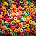 Many colorful fruit cereal rings as a background wallpaper