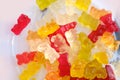 Many colorful gelatinous sweets, gummy bear, concept of children`s delicacy, healthy and unhealthy food, halal food Royalty Free Stock Photo