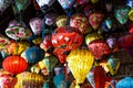 Many colorful lanterns hanging in Vietnam for Tet Lunar New Year Royalty Free Stock Photo