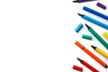 Many colorful markers on white background. Rainbow palette Royalty Free Stock Photo