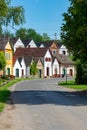 Many colorful old traditional wine cellers in Villanykovesd in a hungarian wine region called Villany Royalty Free Stock Photo