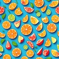 Many colorful oranges slices seamless pattern background illustration Royalty Free Stock Photo