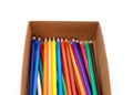 Many colorful pencils in a box Royalty Free Stock Photo