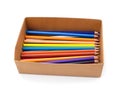 Many colorful pencils in a box Royalty Free Stock Photo