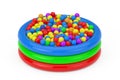 Many Colorful Plastic Balls Filled Children Pool. 3d Rendering