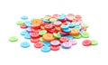 Many colorful plastic sewing buttons isolated Royalty Free Stock Photo