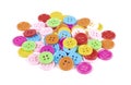 Many colorful plastic sewing buttons isolated on white Royalty Free Stock Photo