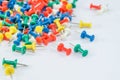 Many colorful push pins Royalty Free Stock Photo