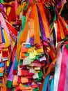 Many colorful ribbons with wishes hangs in the temple. Georgetown, Penang, Malaysia Royalty Free Stock Photo