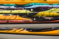 Many Colorful Sea Kayaks Royalty Free Stock Photo