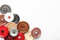 Many colorful sewing buttons on background, top view Royalty Free Stock Photo