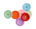 Many colorful sewing buttons on background, top view Royalty Free Stock Photo
