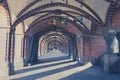 Many colorful shoes hanging on bridge in Berlin, kreuzberg Royalty Free Stock Photo