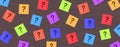 Many Colorful Sticky Note with question mark. Colored Block Notes Questions sign on wood background. Business Question, FAQ