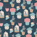 Succulents vector seamless pattern Royalty Free Stock Photo