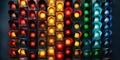 Many colorful traffic lights, concept of Traffic control, created with Generative AI technology
