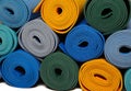 Many colorfull yoga mats as a background