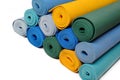 Many colorfull yoga mats as a background