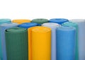 Many colorfull yoga mats as a background