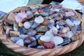 Many colour stones in a dish