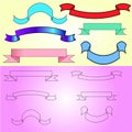 Many-coloured banners and drawn banners for text, cards, invitations, etc