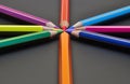 Many coloured pencils close up, metaphor of strategy and teamwork Royalty Free Stock Photo