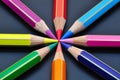 Many coloured pencils close up, metaphor of strategy and teamwork Royalty Free Stock Photo