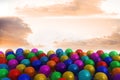 Many colourful balloons sky background Royalty Free Stock Photo