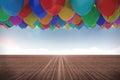 Many colourful balloons sky background Royalty Free Stock Photo