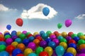 Many colourful balloons sky background Royalty Free Stock Photo