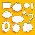 Many comic chat bubbles expressions set design