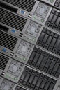Many computer old server as the background. Internet technology. Royalty Free Stock Photo
