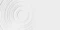 Many concentric random offset white rings or circles background wallpaper banner flat lay top view from above with copy space
