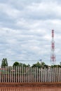 Many concrete pillars on the coast and telecommunications.