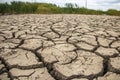 many cracks on the ground after the swamp dried up in the village