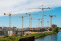 Many cranes on constuction site of the Quartier Europacity in Be