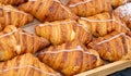 Many Croissant at Street Market, Fresh Puff Pastry Pies, Sweet Kipferls, Buttery Chocolate-Nutty Viennoiseries