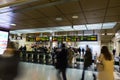 many Crowed people walking from Sapporo JR train station during peak hour, Image slightly motion blur and noise Royalty Free Stock Photo