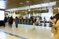 many Crowed people walking from Sapporo JR train station during peak hour, Image slightly motion blur and noise Royalty Free Stock Photo