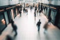 Many customers in the mall, blurry silhouettes. Generative ai