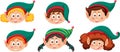 Many cute elves wearing green hat