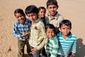 Many cute faces of schoolboys on street of indian city Royalty Free Stock Photo