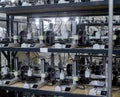 Many 3D printers printing object 3D printers printing model from molten plastic Royalty Free Stock Photo