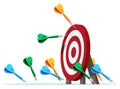 Many darts missed target mark.