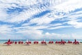 Many deck chairs in South beach