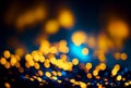 Many defocused light bokeh background in blue and yellow color. Generative AI Royalty Free Stock Photo