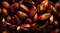 Many delicious Brazil nuts as background, top view. Generative AI