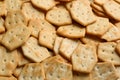 Many delicious crackers as background, closeup view Royalty Free Stock Photo
